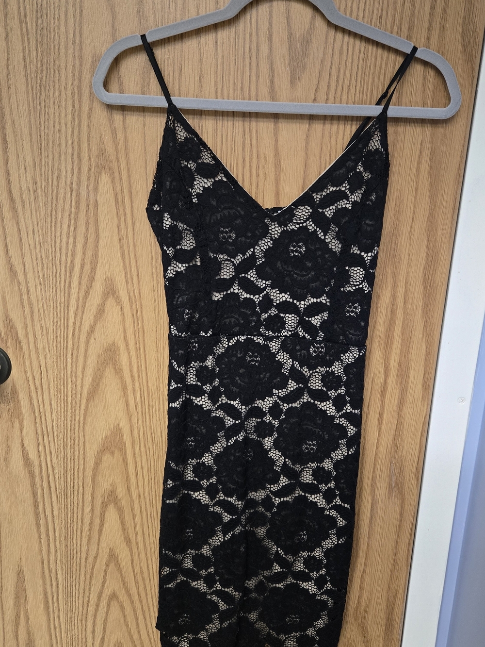 Guess Black Lace Slip Dress with Nude Lining